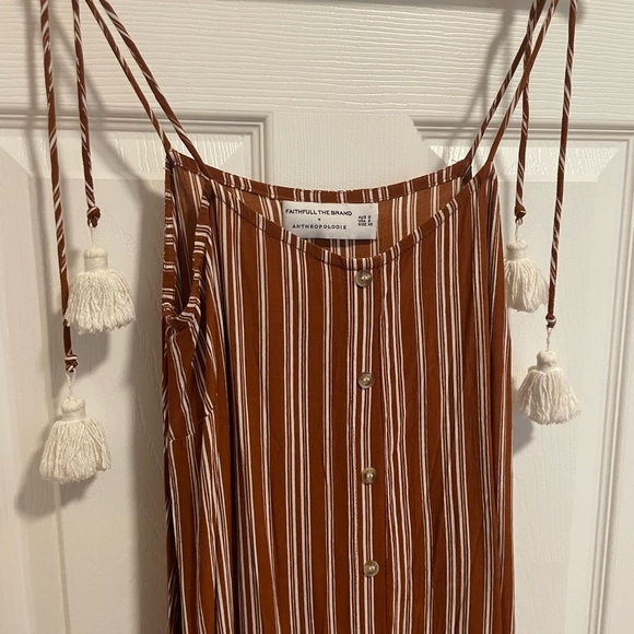 Anthropologie x Faithfull The Brand Brown Stripe Arietta Slip Maxi Dress - Picture 8 of 9